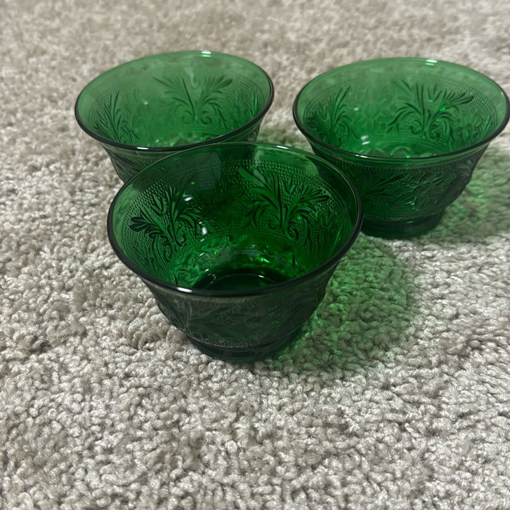 Vintage Emerald Green Custard Cups